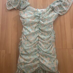 Floral Ruched Off-Shoulder Dress